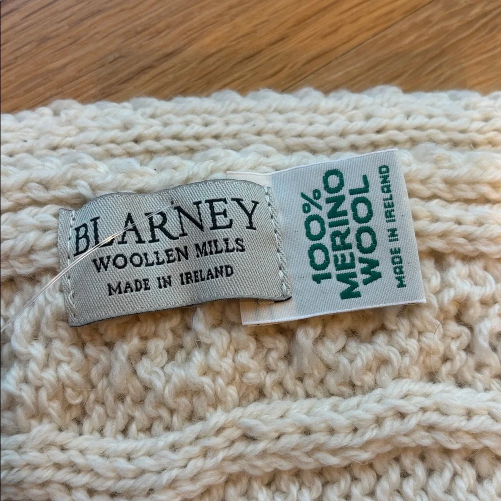 Blarney Knit Scarf Cable Knit Cream 100% Wool NWT - Picture 4 of 4